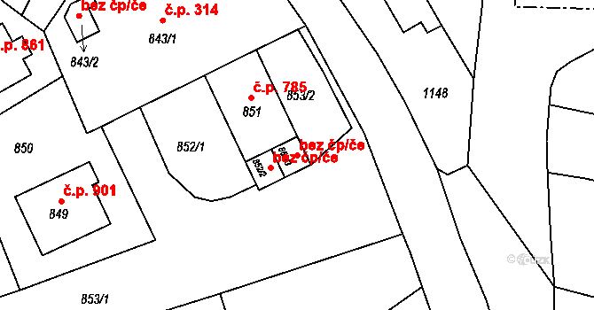 Štramberk 44898185 na parcele st. 852/3 v KÚ Štramberk, Katastrální mapa