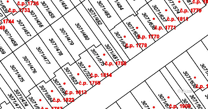 Hlučín 1758 na parcele st. 3071/575 v KÚ Hlučín, Katastrální mapa