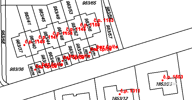Opava 48231185 na parcele st. 983/54 v KÚ Kylešovice, Katastrální mapa