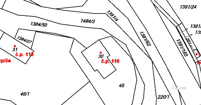 Horní Libchavy 116, Libchavy na parcele st. 30 v KÚ Horní Libchavy, Katastrální mapa