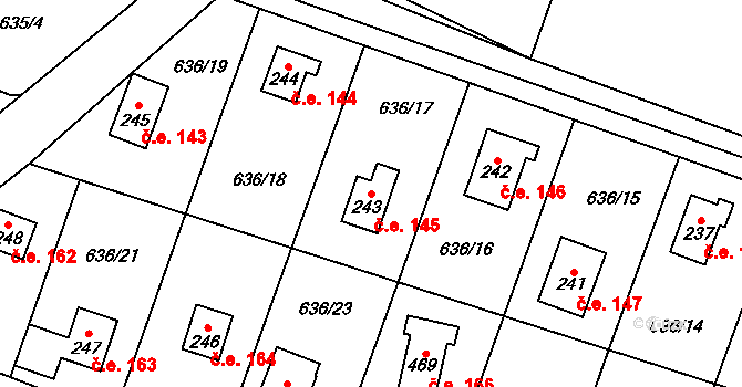 Dolní Jirčany 145, Psáry na parcele st. 243 v KÚ Dolní Jirčany, Katastrální mapa