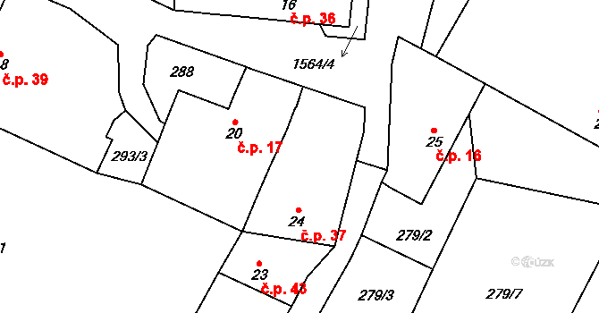 Lžín 37, Dírná na parcele st. 24 v KÚ Lžín, Katastrální mapa