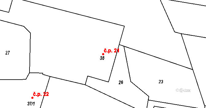 Strážovice 21, Pačejov na parcele st. 38 v KÚ Strážovice u Pačejova, Katastrální mapa