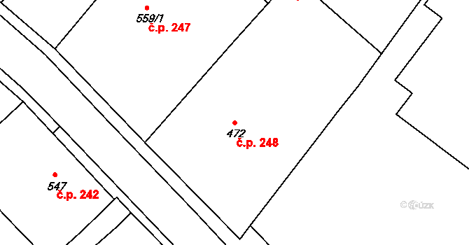 Broumov 248 na parcele st. 472 v KÚ Broumov, Katastrální mapa