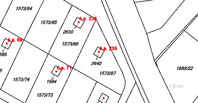 Třebechovice pod Orebem 235 na parcele st. 2640 v KÚ Třebechovice pod Orebem, Katastrální mapa