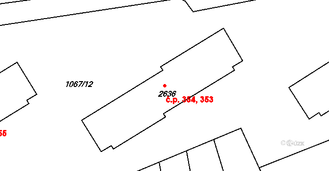 Plešivec 353,354, Český Krumlov na parcele st. 2636 v KÚ Český Krumlov, Katastrální mapa