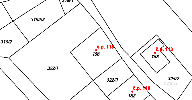 Rychnov nad Malší 118, Dolní Dvořiště na parcele st. 156 v KÚ Rychnov nad Malší, Katastrální mapa