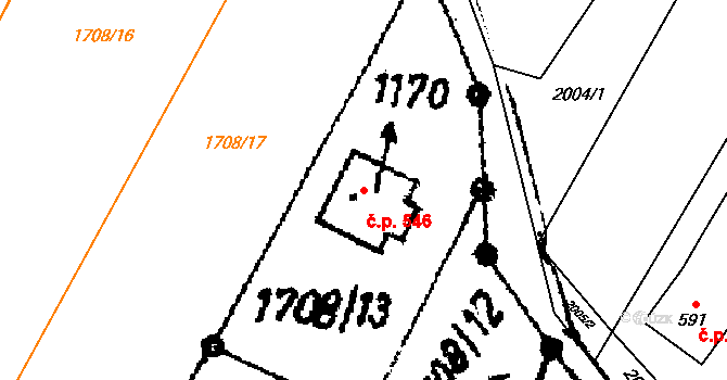Písek 546 na parcele st. 1170 v KÚ Písek u Jablunkova, Katastrální mapa