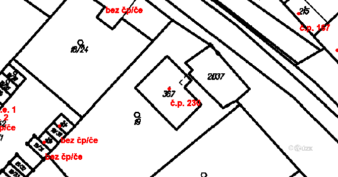 Kloboučky 230, Bučovice na parcele st. 367 v KÚ Kloboučky, Katastrální mapa
