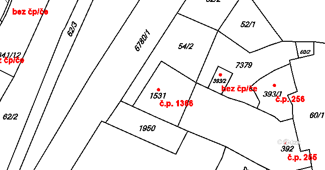 Žatec 1366 na parcele st. 1531 v KÚ Žatec, Katastrální mapa