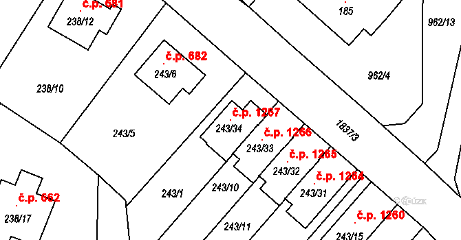 Jilemnice 1267 na parcele st. 243/34 v KÚ Jilemnice, Katastrální mapa