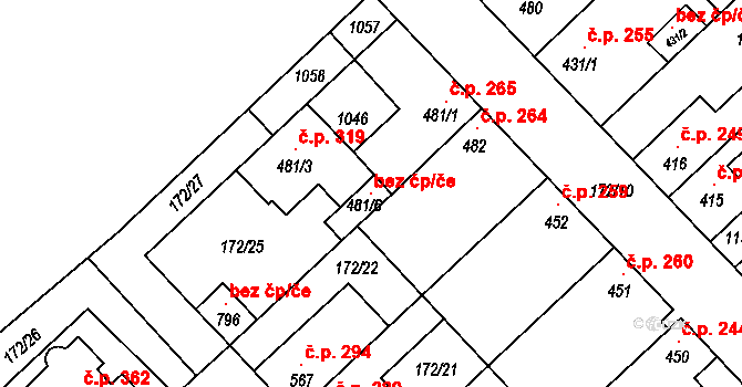 Pchery 97503185 na parcele st. 481/6 v KÚ Pchery, Katastrální mapa