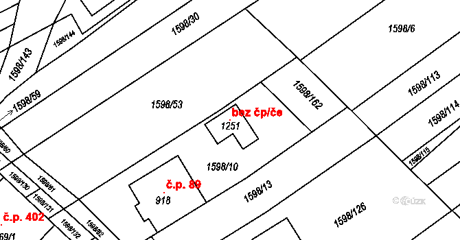 Bořetice 105604186 na parcele st. 1251 v KÚ Bořetice u Hustopečí, Katastrální mapa