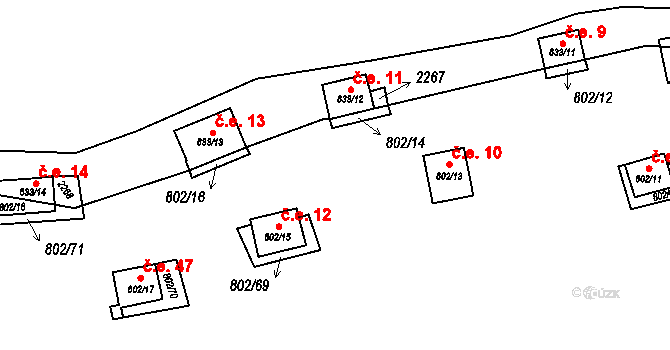 Vranov nad Dyjí 10 na parcele st. 802/13 v KÚ Vranov nad Dyjí, Katastrální mapa