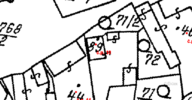 Chlístovice 10 na parcele st. 89 v KÚ Chlístovice, Katastrální mapa
