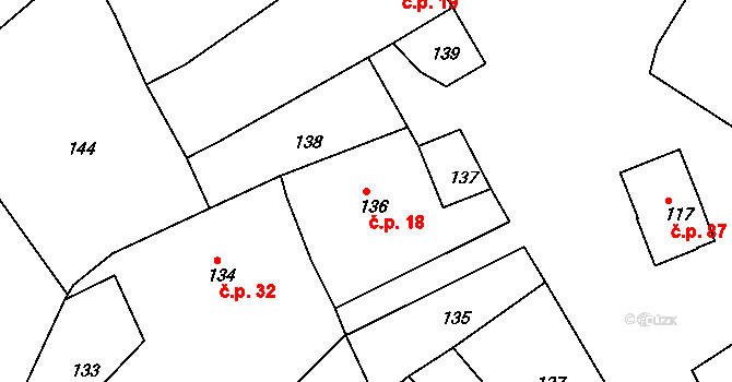 Heroltice 18, Jihlava na parcele st. 136 v KÚ Heroltice u Jihlavy, Katastrální mapa