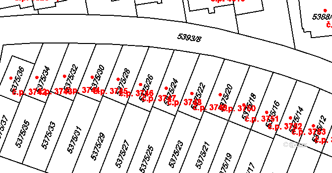 Jihlava 3748 na parcele st. 5375/24 v KÚ Jihlava, Katastrální mapa