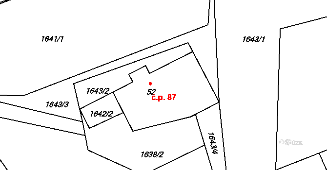 Heřmanice v Podještědí 87, Jablonné v Podještědí na parcele st. 52 v KÚ Heřmanice v Podještědí, Katastrální mapa