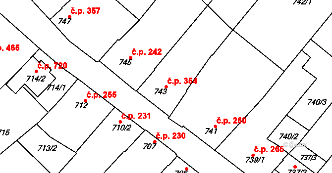 Vnorovy 354 na parcele st. 743 v KÚ Vnorovy, Katastrální mapa