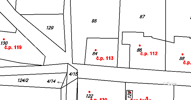 Kvaň 113, Zaječov na parcele st. 84 v KÚ Kvaň, Katastrální mapa