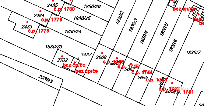 Hořice 1746 na parcele st. 2668 v KÚ Hořice v Podkrkonoší, Katastrální mapa