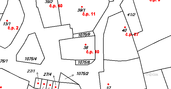 Zahorčice 10 na parcele st. 38 v KÚ Zahorčice u Volyně, Katastrální mapa