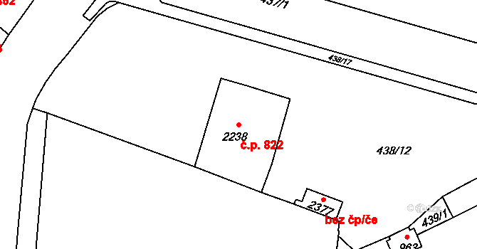 Horka-Domky 822, Třebíč na parcele st. 2238 v KÚ Třebíč, Katastrální mapa