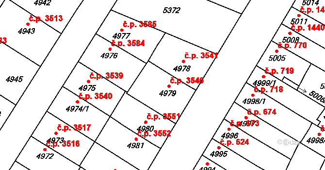 Židenice 3546, Brno na parcele st. 4979/1 v KÚ Židenice, Katastrální mapa