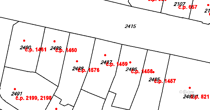 Tábor 1459 na parcele st. 2487 v KÚ Tábor, Katastrální mapa