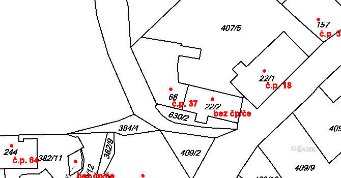Sezemice 37, Rtyně nad Bílinou na parcele st. 68 v KÚ Velvěty, Katastrální mapa
