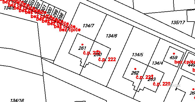 Luby 222, Klatovy na parcele st. 260 v KÚ Luby, Katastrální mapa
