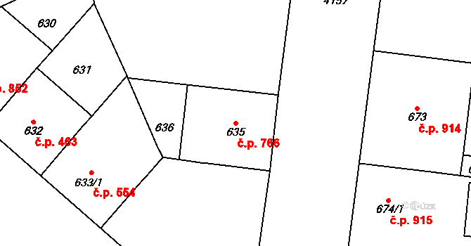 Vinohrady 766, Praha na parcele st. 635 v KÚ Vinohrady, Katastrální mapa