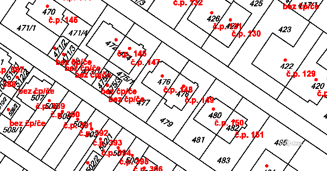 Jinonice 148, Praha na parcele st. 476 v KÚ Jinonice, Katastrální mapa