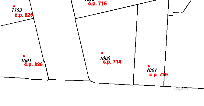 Bubeneč 714, Praha 1 na parcele st. 1060 v KÚ Bubeneč, Katastrální mapa