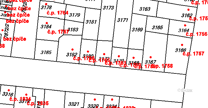 Prostějov 1761 na parcele st. 3172 v KÚ Prostějov, Katastrální mapa