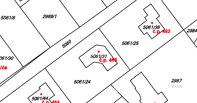 Sviadnov 463 na parcele st. 5061/31 v KÚ Sviadnov, Katastrální mapa