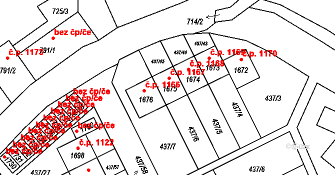 Hluboká nad Vltavou 1167 na parcele st. 1675 v KÚ Hluboká nad Vltavou, Katastrální mapa