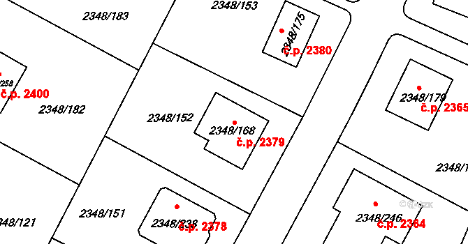 Pelhřimov 2379 na parcele st. 2348/168 v KÚ Pelhřimov, Katastrální mapa