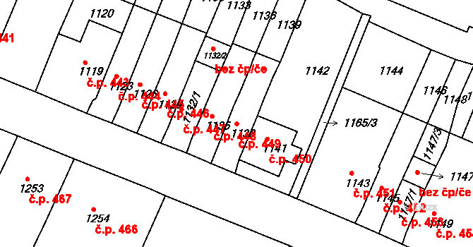 Bruntál 449 na parcele st. 1138 v KÚ Bruntál-město, Katastrální mapa