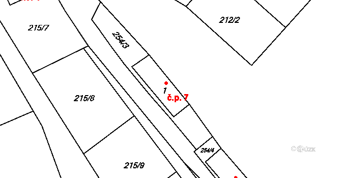 Kozlov 7, Bystřice nad Pernštejnem na parcele st. 1 v KÚ Kozlov u Lesoňovic, Katastrální mapa
