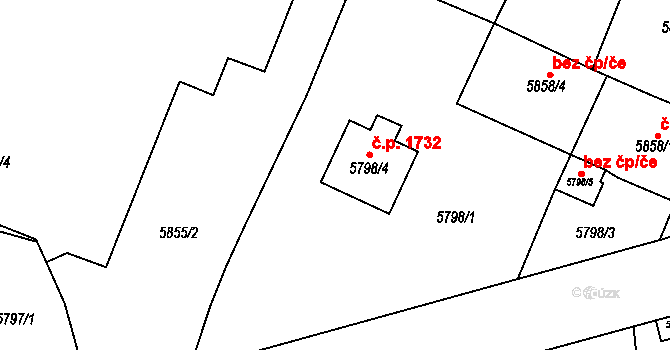 Velké Meziříčí 1732 na parcele st. 5798/4 v KÚ Velké Meziříčí, Katastrální mapa