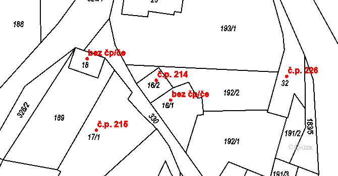 Štěpánov nad Svratkou 214 na parcele st. 16/2 v KÚ Olešnička, Katastrální mapa