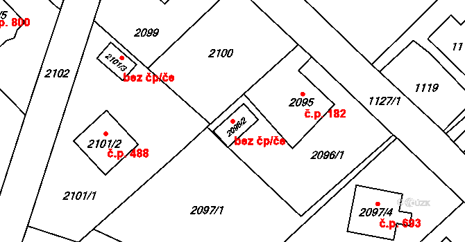 Fryčovice 40312186 na parcele st. 2096/2 v KÚ Fryčovice, Katastrální mapa