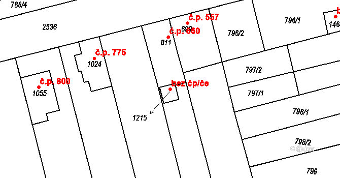 Tlumačov 40723186 na parcele st. 1215 v KÚ Tlumačov na Moravě, Katastrální mapa