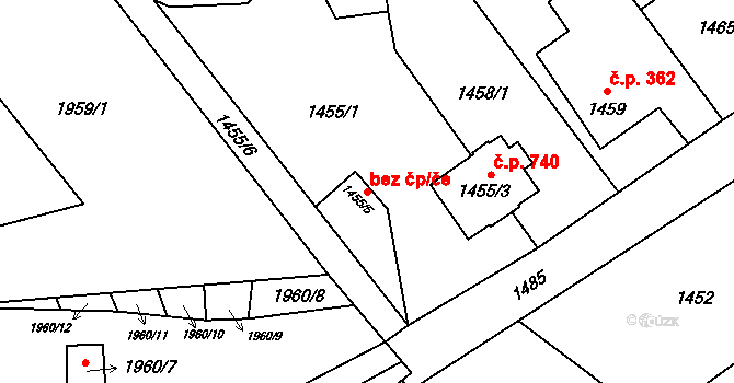 Ostrava 43917186 na parcele st. 1455/5 v KÚ Svinov, Katastrální mapa