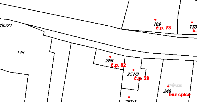 Brumovice 82 na parcele st. 255 v KÚ Brumovice u Opavy, Katastrální mapa