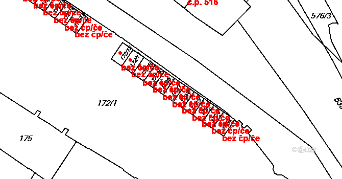 Jemnice 46544186 na parcele st. 172/7 v KÚ Jemnice, Katastrální mapa