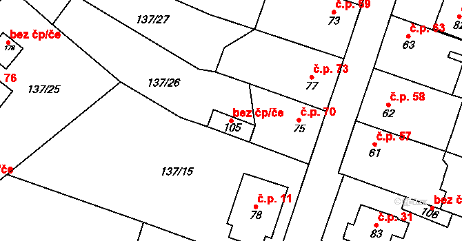 Lhotka nad Labem 47765186 na parcele st. 105 v KÚ Lhotka nad Labem, Katastrální mapa