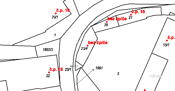 Mezholezy 49611186 na parcele st. 23/4 v KÚ Mezholezy u Horšovského Týna, Katastrální mapa