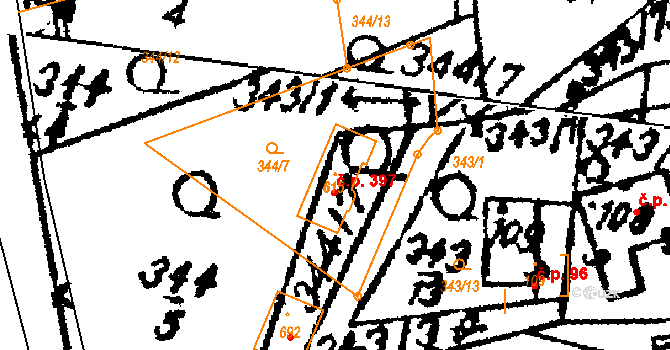 Nasavrky 397 na parcele st. 615 v KÚ Nasavrky, Katastrální mapa